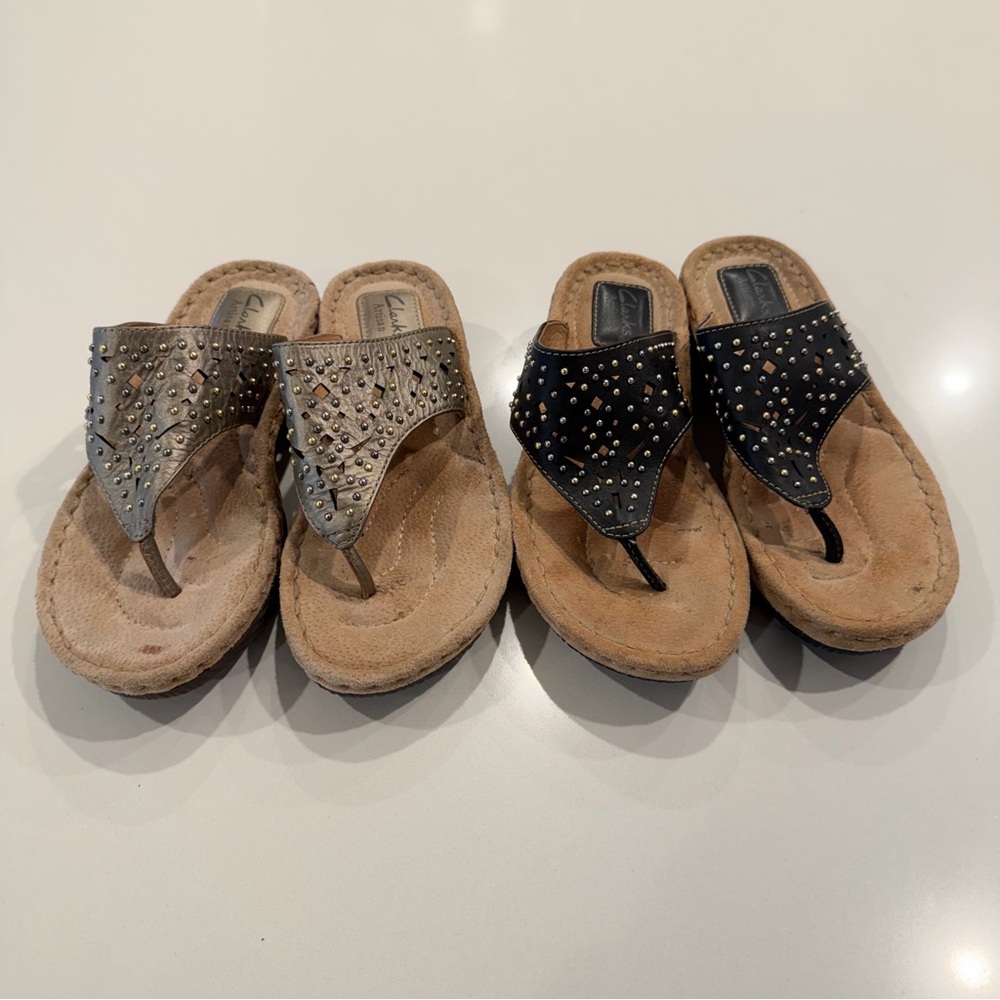 Clark Atrisan Studded Cushion‎ Sandals Bundle Size 6